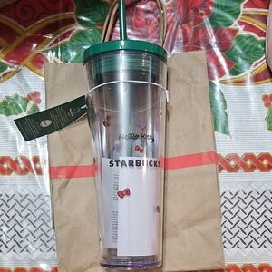 Starbucks Hello Kitty Tumbler - Green and Red Accents